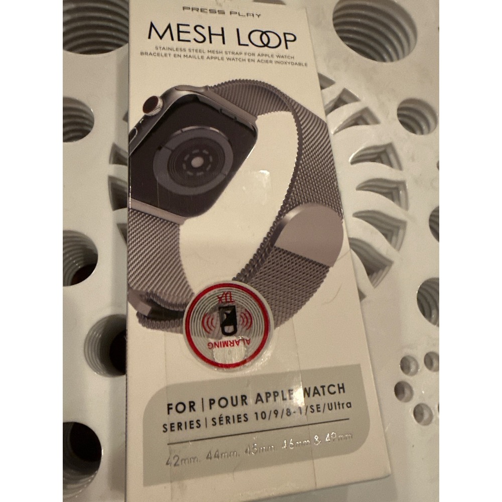 Press Play Mesh Loop Apple Watch Band Stainless Steel Magnetic Strap 42-49mm